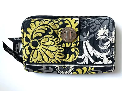 Vera Bradley Wallet Wristlet Baroque 5 X8  Yellow Black Gray Zip Clasp Closure • $9.95