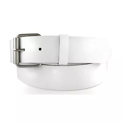 New Snap-On Plain Leather Belt Removable Roller Buckle Solid Unisex Mens Womens • $10.45