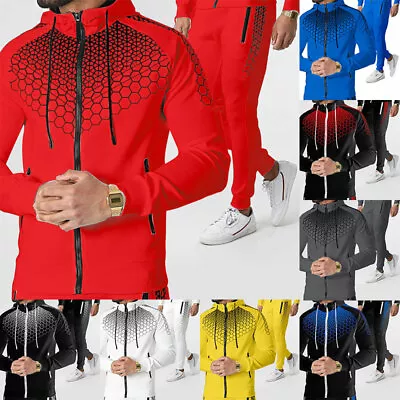 2Pcs Mens Tracksuit Set Hoodies Sweatshirt Pants Bottoms Sport Set Jogging Suits • £7.19