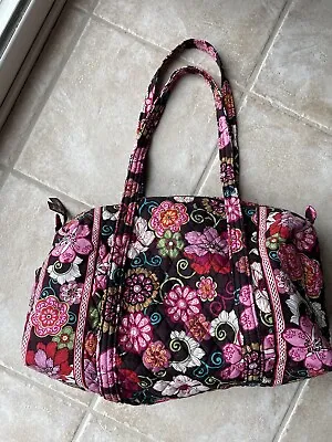 Vera Bradley MOD FLORAL PINK Med Duffel Travel Overnight Carry On Shoulder Bag • $38.99