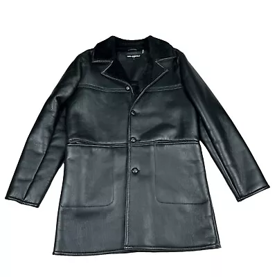 Karl Lagerfeld Mens Faux Leather Faux Fur Parka Peacoat Black L • $174.97