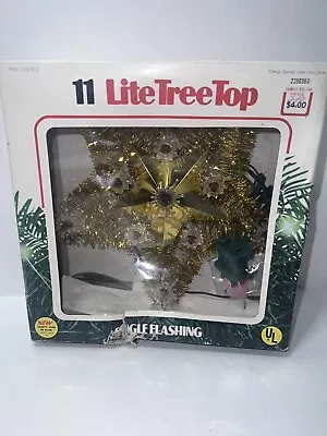 VINTAGE 11 Lite Mini Star Christmas Tree Top Topper Single Flashing Box 5  Gold • $14