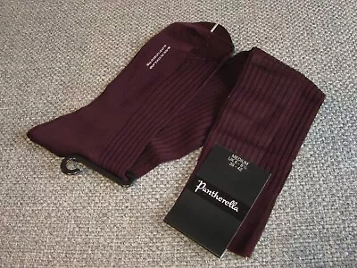 Pantherella Danvers Burgundy Long Cotton Socks Over The Calf Knee Medium 6-8.5 • £12