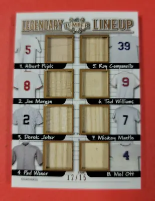 Mickey Mantle TED WILLIAMS Derek Jeter ALBERT PUOLS Morgan OTT BAT CARD #d12/15 • $199.95