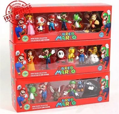 6 PIECES Super Mario Bros Action Figure Kids Toys Dolls Luigi Yoshi Toadstool DK • $16.99