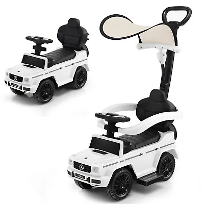 Mercedes Benz G350 Stroller Sliding Car 3 In 1 Ride On Push Car W/ Canopy White • $89