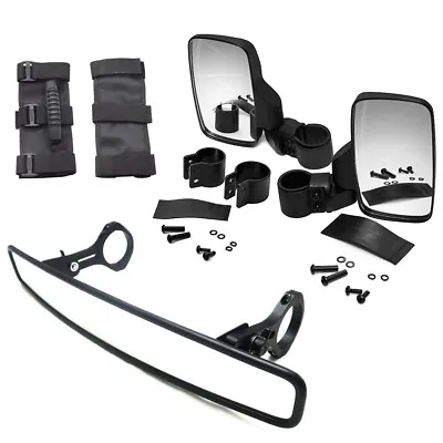 Fit KAWASAKI MULE Teryx 800 Round Roll Cage Bar Rear Side View Mirror Kit+Grip • $39.99