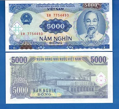 Viet Nam P-108 5000 Dong Year 1991 Paper Money Uncirculated Banknote • $2.25