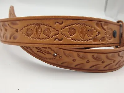 Vintage Tooled Leather Belt Western Mexico Made NOS SZ 32 Tan • $19.99