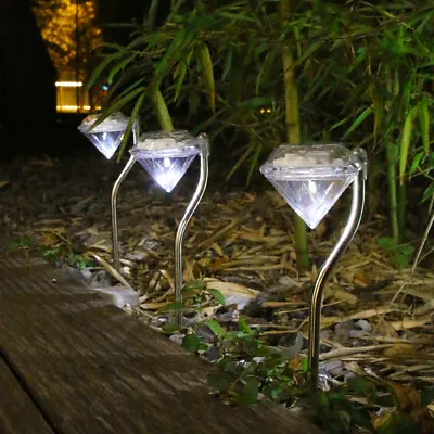 4Pcs Solar Diamond Lights Outdoor Garden With White / Colour Changing LED • £8.89