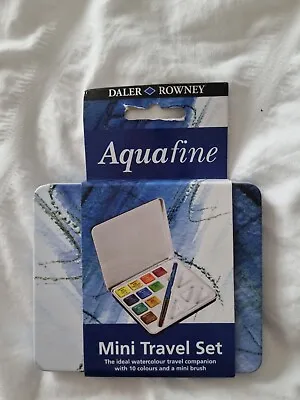 £8 • Buy Daler Rowney Aquafine Mini Travel Set Tin - 10 Colours & Mini Brush New