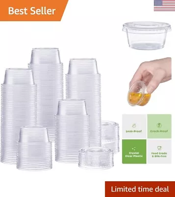 Durable Plastic Portion Cups With Lids - 200 Sets - 1oz Souffle Cups Jello Cups • $18.99