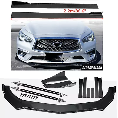 Carbon Fiber Front Bumper Lip Side Skirt Strut Rods For Infiniti G35 G37 Q50 Q60 • $149.99