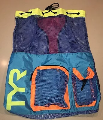 TYR Big Mesh Mummy Backpack Sports BAG Swimming Lifeguards Diving Blue EUC • $15