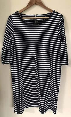 $12.60 • Buy Designer Esmara Size Medium 14/16 Black & White Stripe Dress 3/4 Sleeve