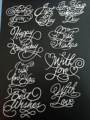 17 X Assorted Tattered Lace Sentiment Die Cuts In White - Card Making Etc. • £2.90