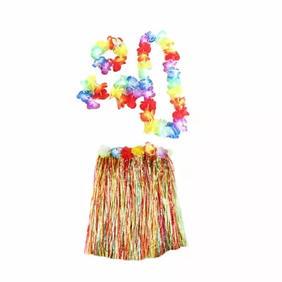 5Pcs Adult Hula Show Grass Skirt Garland Wristband Hawaiian Party Dress Decor 3 • $10.47