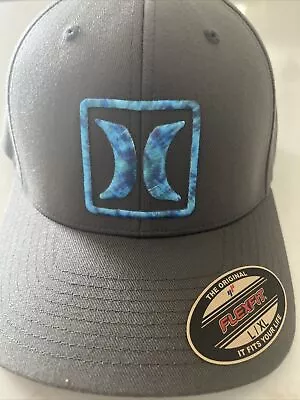 Hurley YUPOONG REFLECT ICON FLEXFIT Hat Cap L/XL Large X-Large Blue Gray • $23.99