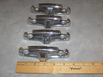 LOT 4 Vintage CHROME Boat Bow Deck ROPE Tie Down Cleats • $9