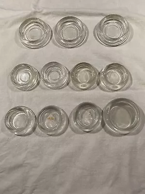 11 Vintage Clear Glass  Seven  2 7/8  & Four 3  Furniture Floor Coasters • $10