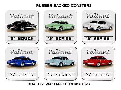 Valiant  S  Series  Sedan        Set Of  6   Rubber Drink  Coasters • $24.50