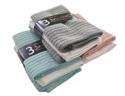 Face Cloths 3 Pack Soft Microfibre Flannel Wash Cloth - Travel Sports Baby  Gym • £3.39