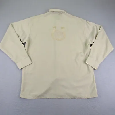 Vintage Ranchero Shirt Mens Large Tan Western Embroidered Horse Shoe Rodeo ^ • $16.23