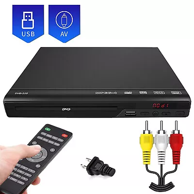 DVD CD Multimedia Player AV RCA Output USB Port Slot With Remote Control M5S4 • $27.13