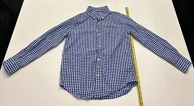 Boy Size 10 J. Crew Crewcuts Blue Plaid Long Sleeve Buttondown Shirt • $13.75