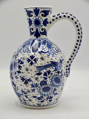 Antique Blue & White Delft Wine Jug Bird • $369