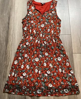 Market & Spruce Dress Womens Medium Red Floral Empire Sleeveless Sheath • $14