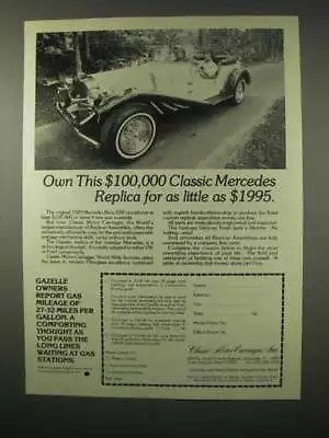 1979 Classic Motor Carriages Gazelle Car Ad - Mercedes • $19.99