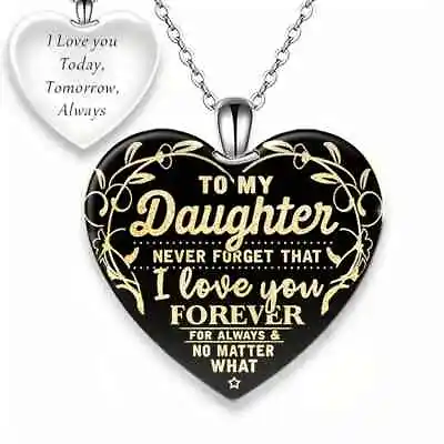 To My Daughter Love Heart Crystal Pendant Black Color Necklace Best Gift Hot New • $9.98