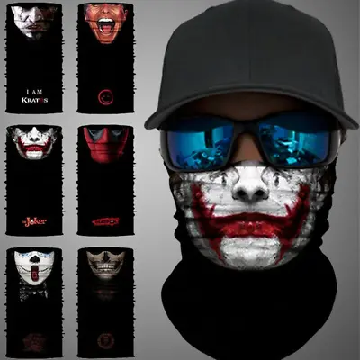 Skull Joker Clown UV Protection Face Mask Neck Gaiter Scarf Breathable Balaclava • $3.99