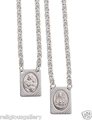 Stainless Steel Scapular Sacred Heart Of Jesus & Virgin Of Mount Carmel Medal • $19.99