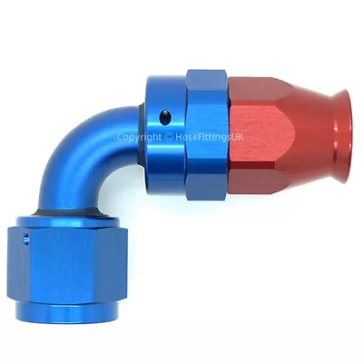 PTFE AN-6 6AN JIC 90 Degree Swivel Fuel Oil Coolant Braided Hose Fitting • £13.49
