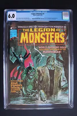 LEGION OF MONSTERS 1 Frankenstein Dracula 1975 1st MANPHIBIAN Neal Adams CGC 6.0 • $115