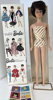 1962 Brunette Bubble Cut Barbie Doll 850 Japan Pedestal Box Vintage Midge Mattel • $200