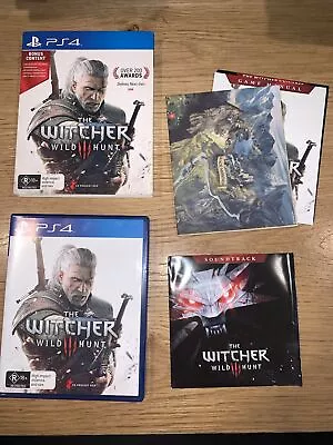 The Witcher III 3 Wild Hunt + Manual + Compendium + Soundtrack + Stickers - PS4 • $17.99