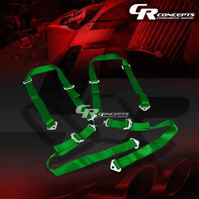 1x Universal 4-point 2  Nylon Strap Racing Harness Camlock Seat Belt/belts Green • $22.67