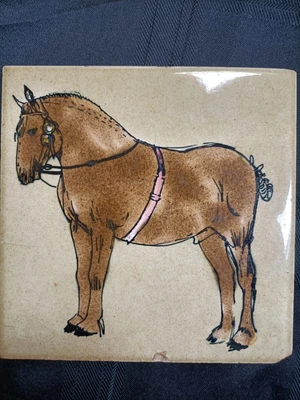 £5 • Buy Vintage Handpainted Tile Shire Horse H&R Johnson 