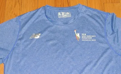 New New York Marathon New Balance T Shirt Blue Ny Road Runners Dry Fabric Xl • $31.49