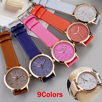 Women Leather Strap Quartz Bracelet Watch Lady Dress Formal Wristwatch QQ • $16.84