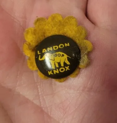 Landon & Knox Sunflower Elephant Campaign Politcal Pinback Button Pin Fdr 1936  • $5.77
