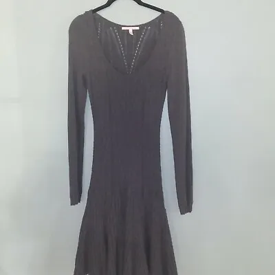 Vtg 90s Victoria's Sweater Dress Sz M Dark Grey Long Sleeve • $20.27