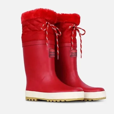 Muddy Puddles Fleece Lined Wellie Boots In Red UK Size 3. Used Once. • £20