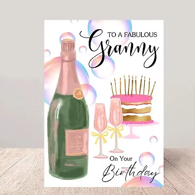 Granny Birthday Card Celebrate On Her Special Day Champagne & Cake • £2.99