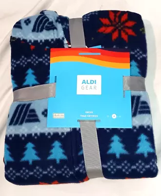 NEW Aldi Gear Unisex Blue Holiday Christmas One Piece Pajamas Zip Up Size M • $28.95