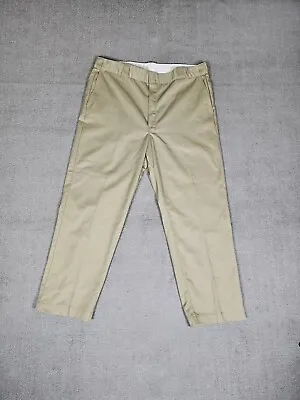 Vtg Dickies Pant Mens 40x30 Beige Khaki Straight Fit Chinos Flat Front USA Made • $22