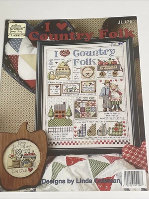$8 • Buy Jeremiah Junction I Love Country Folk Cross Stitch Pattern JL176
